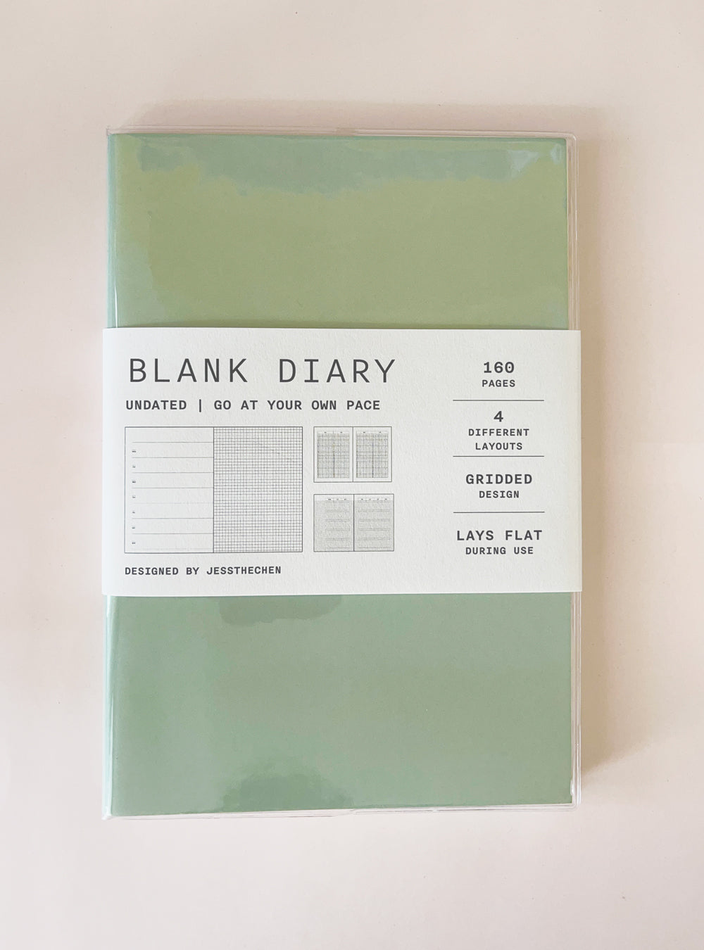 Green blank diary notebook