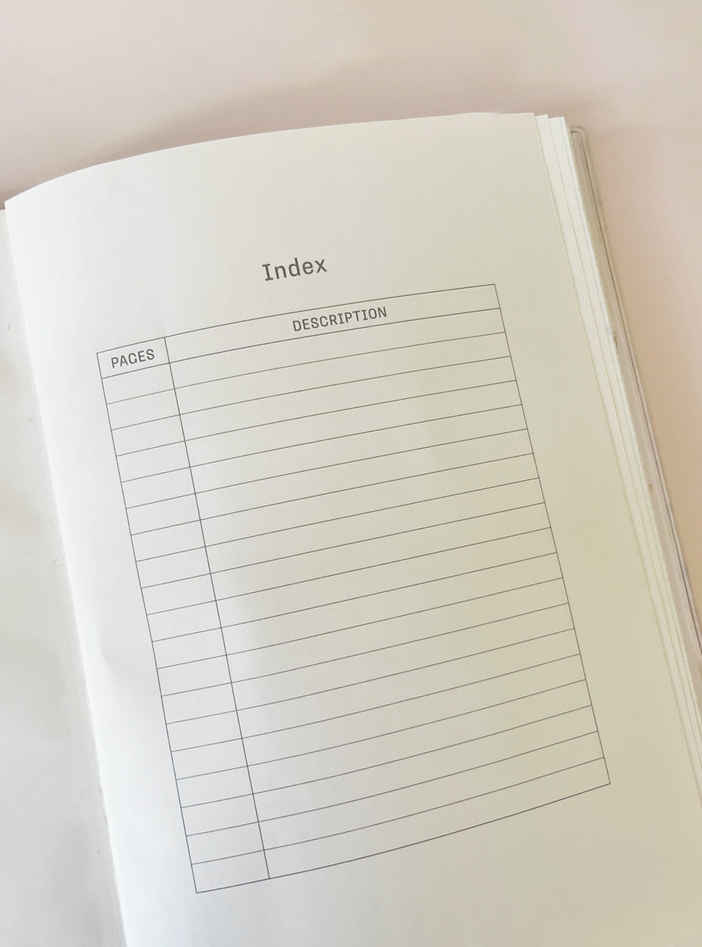 JTC Blank Diary - Index spread