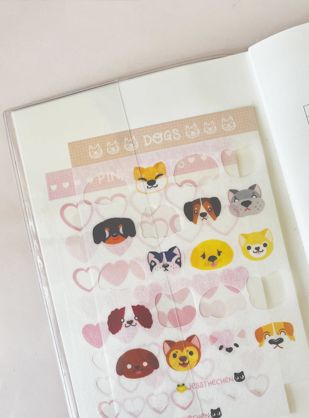 Dog stickers on a blank page.