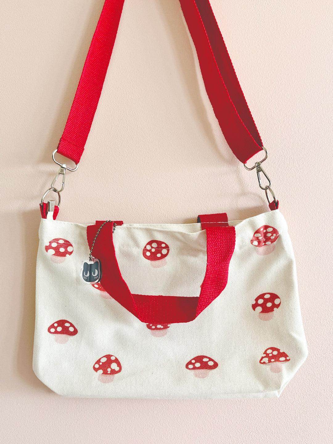 Print Canvas Mini Tote | Red Mushroom - Jessthechen