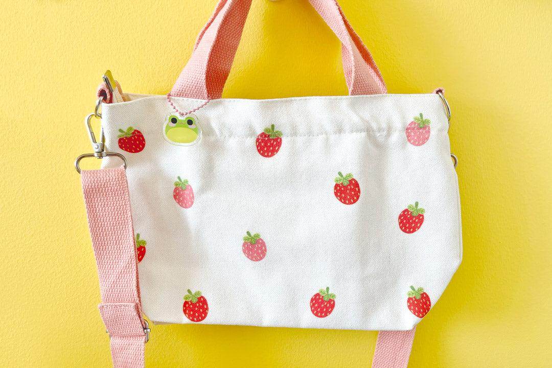 Print Canvas Mini Tote | Pink Strawberry - Jessthechen