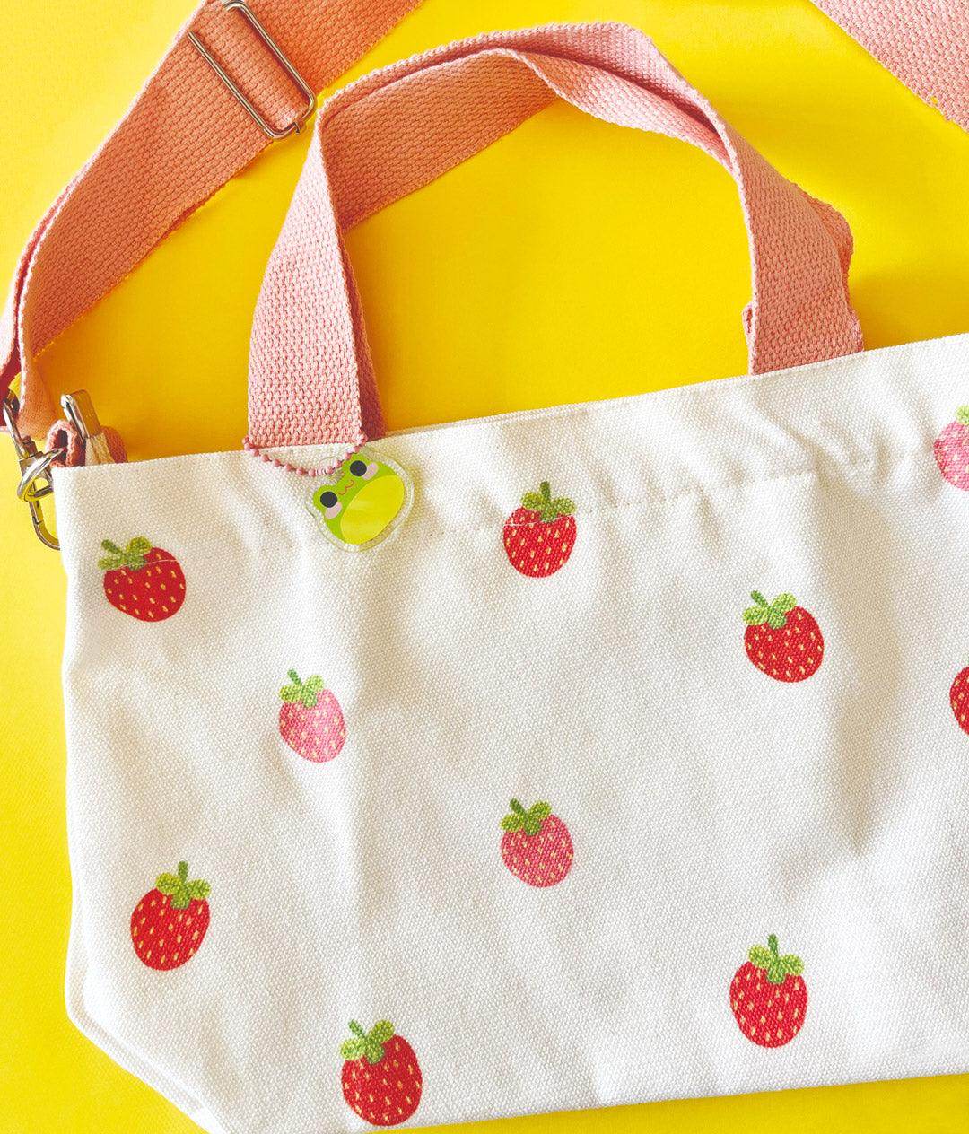 Print Canvas Mini Tote | Pink Strawberry - Jessthechen