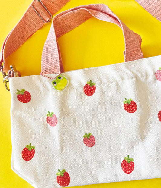 Print Canvas Mini Tote | Pink Strawberry - Jessthechen