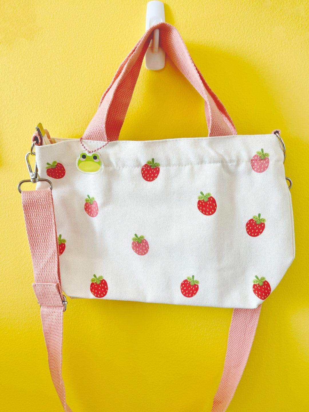 Print Canvas Mini Tote | Pink Strawberry - Jessthechen