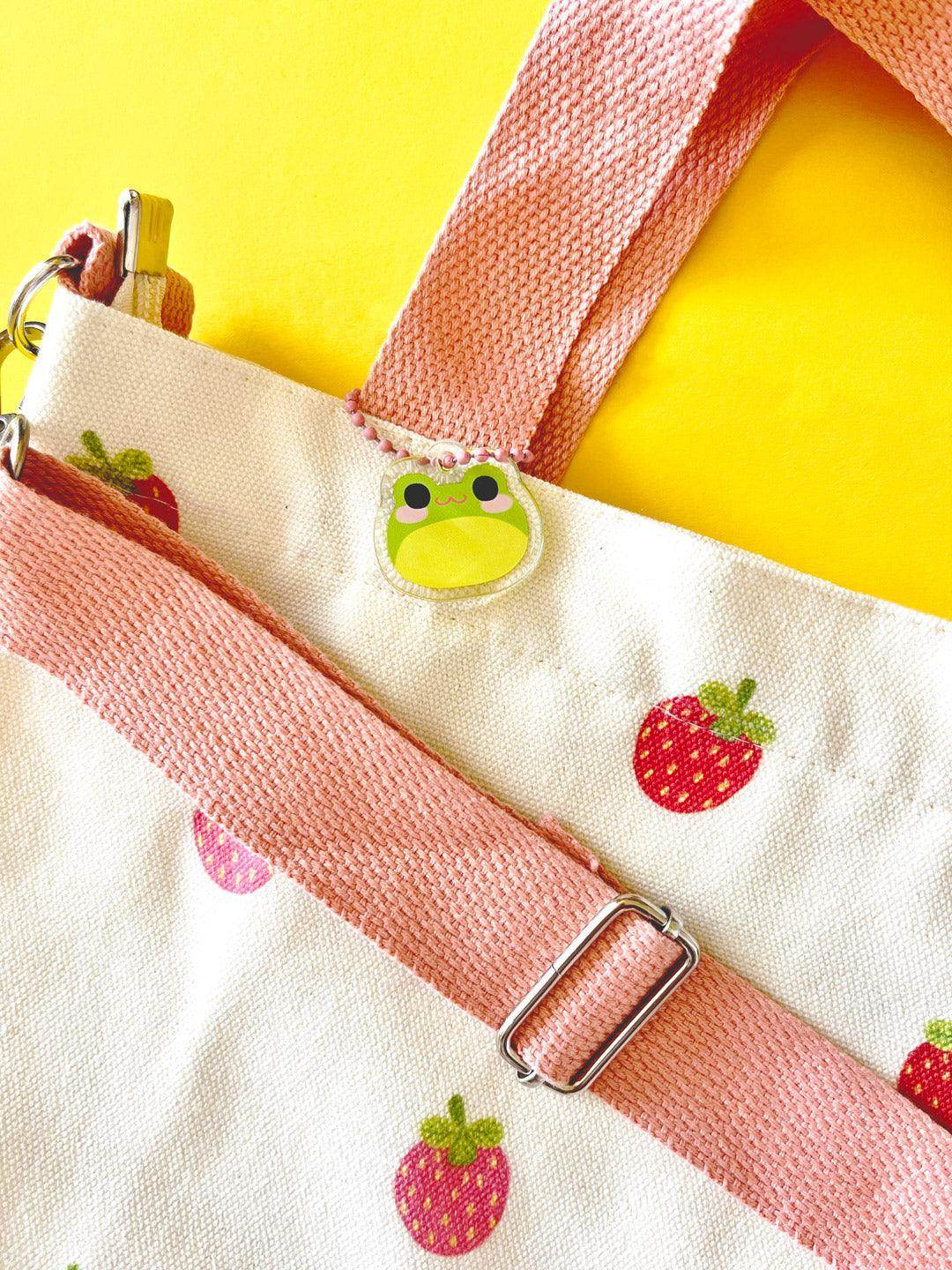 Print Canvas Mini Tote | Pink Strawberry - Jessthechen