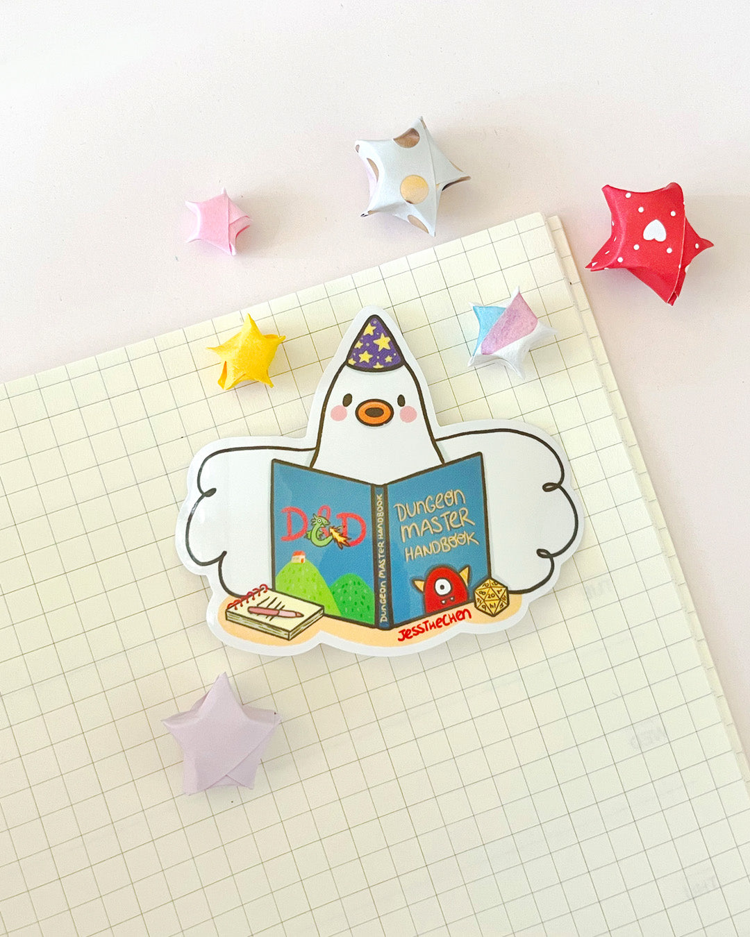 D&D Roomba die-cut sticker with Dungeon Master Handbook