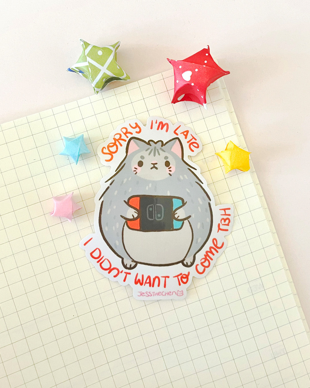 Sorry I'm Late cat with Nintendo Switch