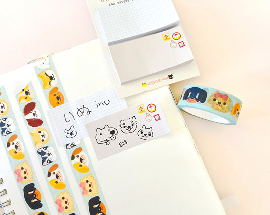 Brown dog sticky notes and tape