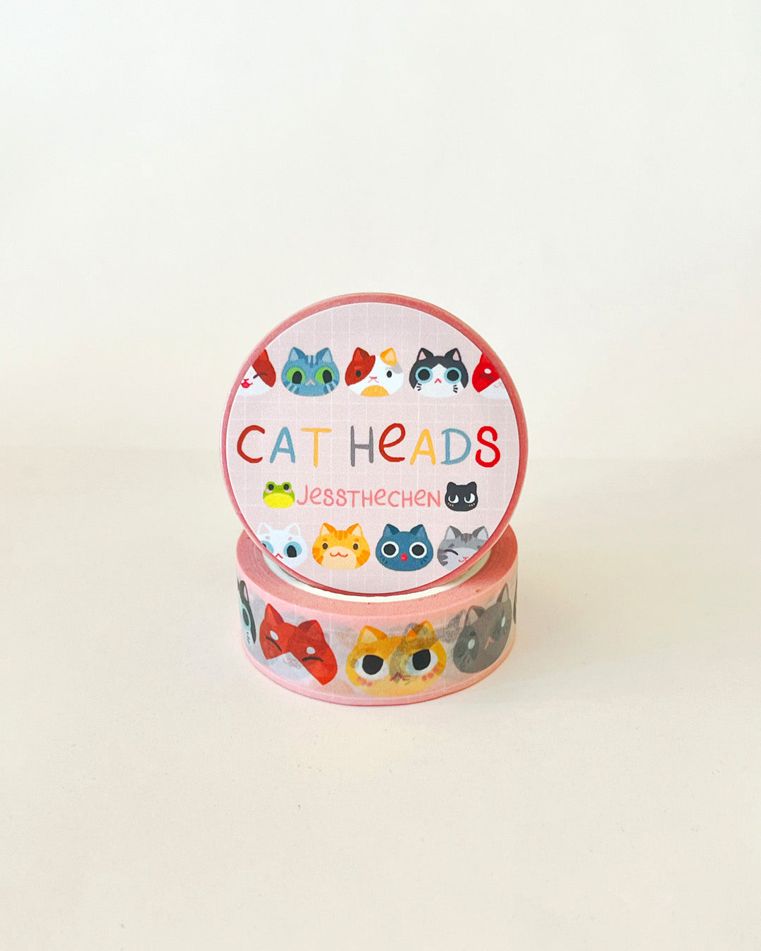 Washi tape roll featuring Cat Heads design