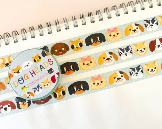 Web washi tape with illustrated dog heads