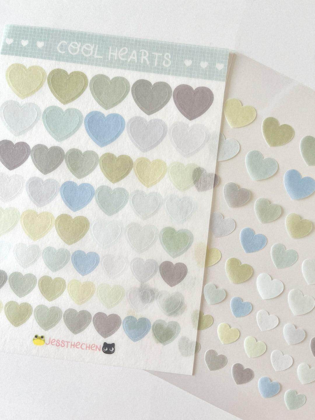 A6 Washi Stickers | Cool Hearts - Jessthechen
