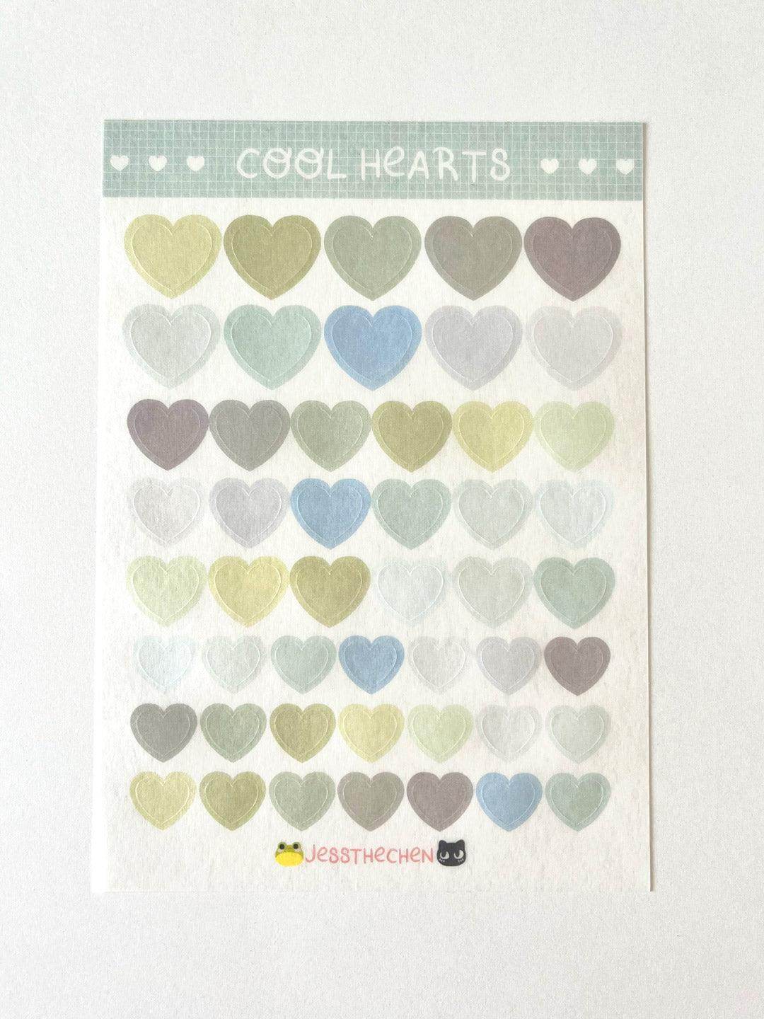 A6 Washi Stickers | Cool Hearts - Jessthechen