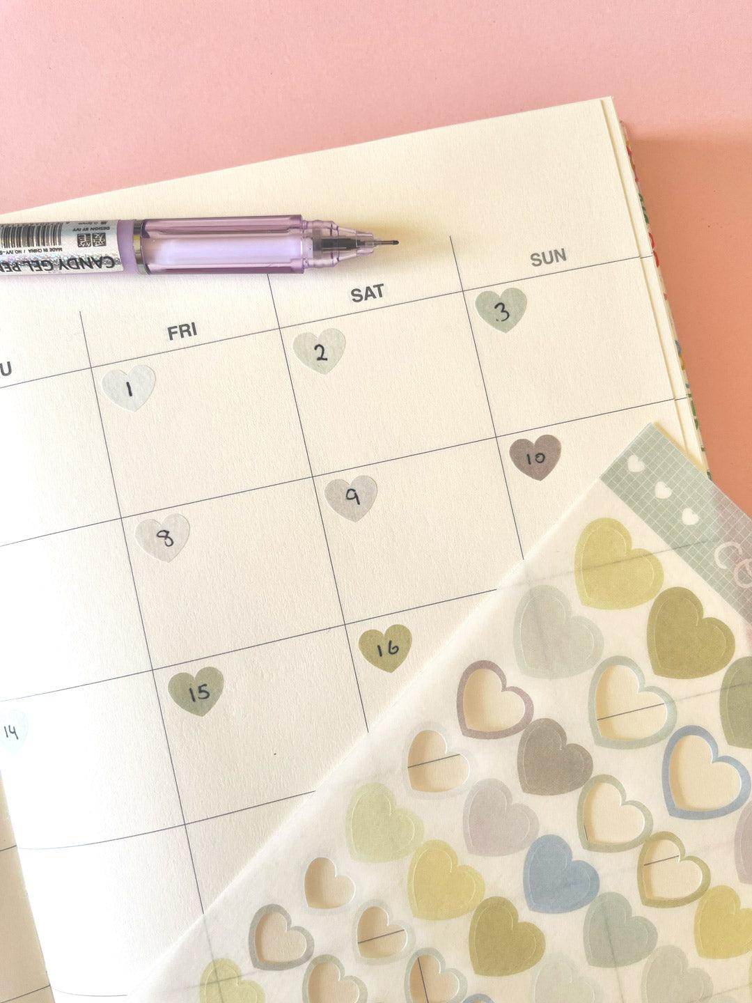 A6 Washi Stickers | Cool Hearts - Jessthechen