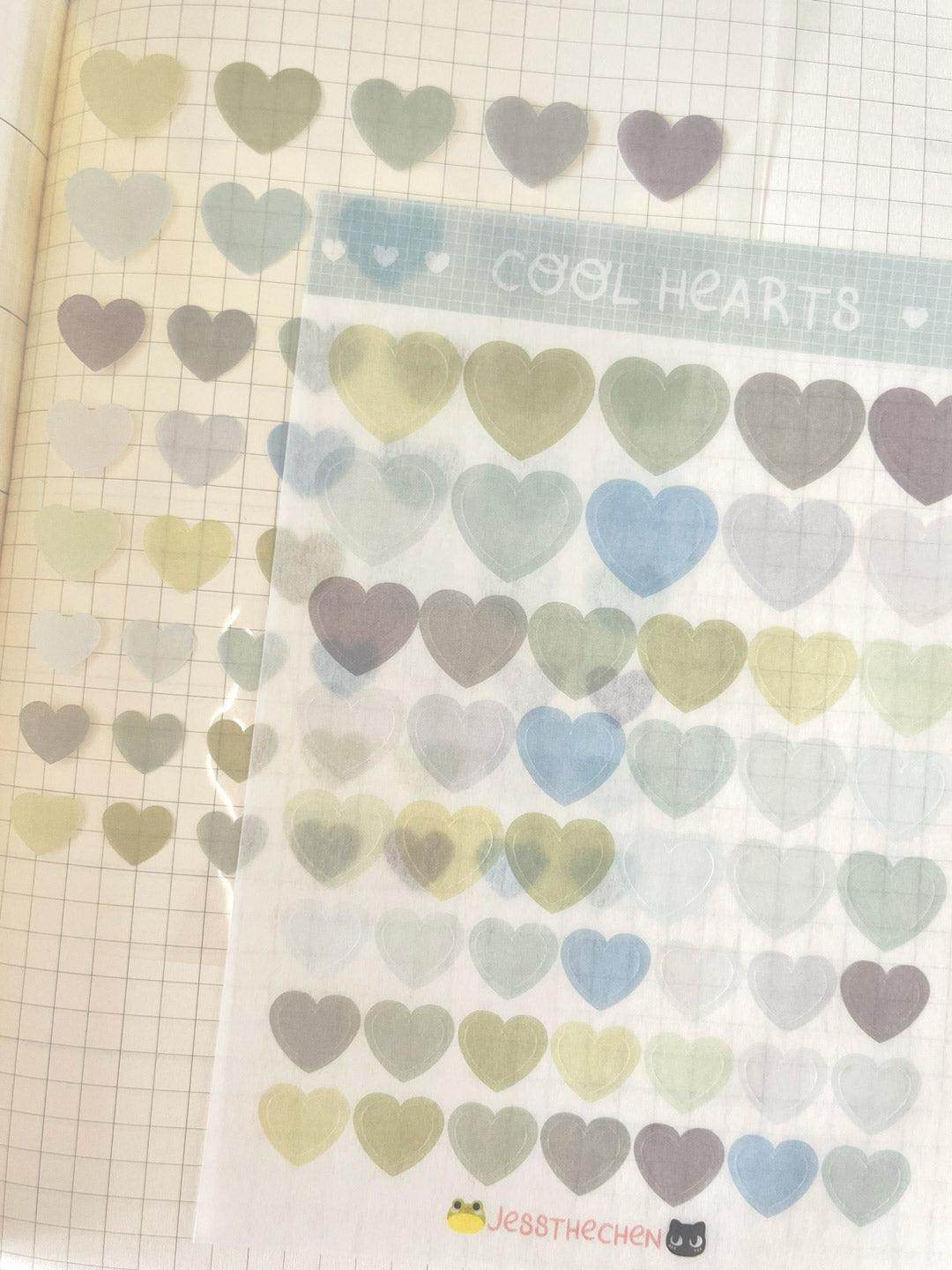 A6 Washi Stickers | Cool Hearts - Jessthechen
