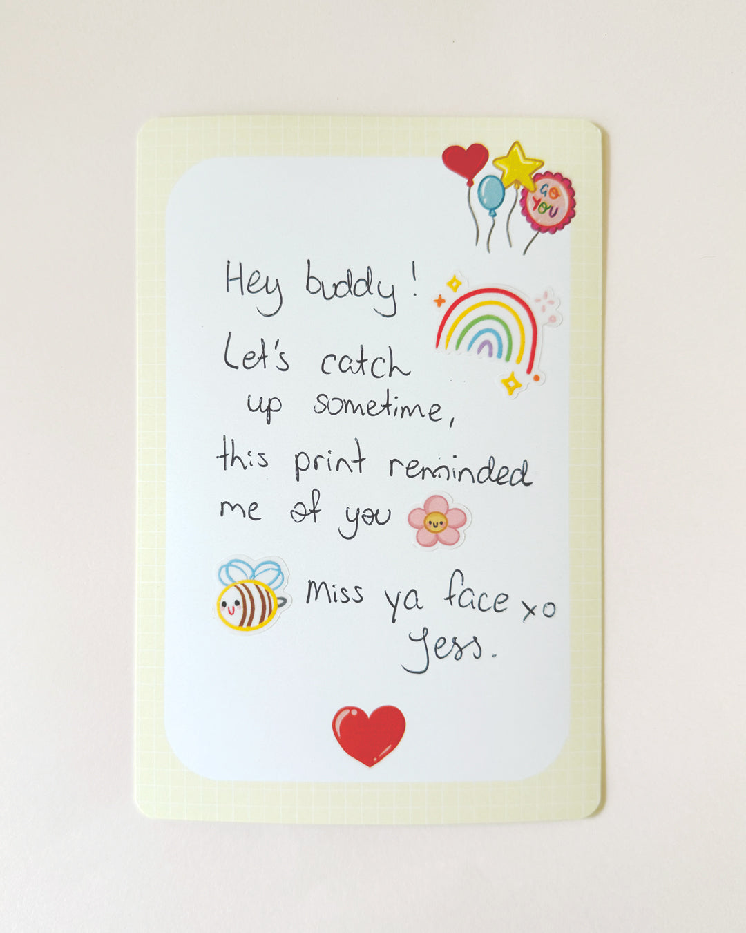 A6 print It's OK card from Jess with handwritten message