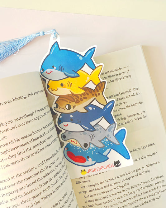 Shark Stack Bookmark | Double-Sided with Tassel