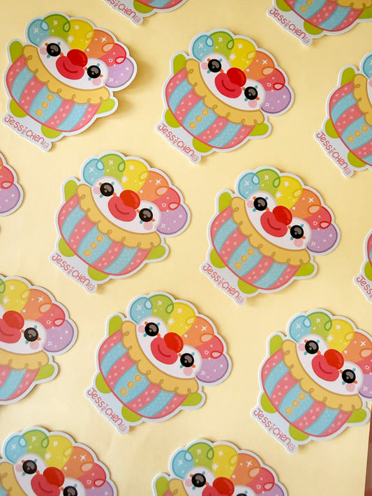 Clown Frog in Wig Vinyl Sticker