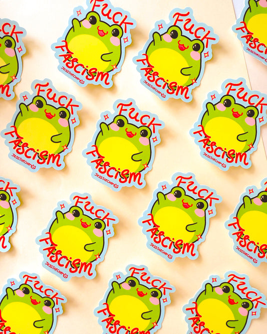 F*ck Fascism Frog Vinyl Sticker