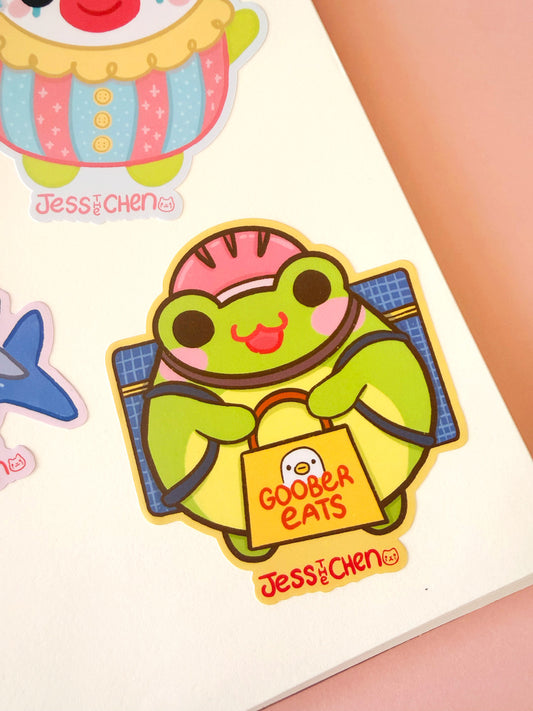 Delivery Food Driver Frog Vinyl Sticker