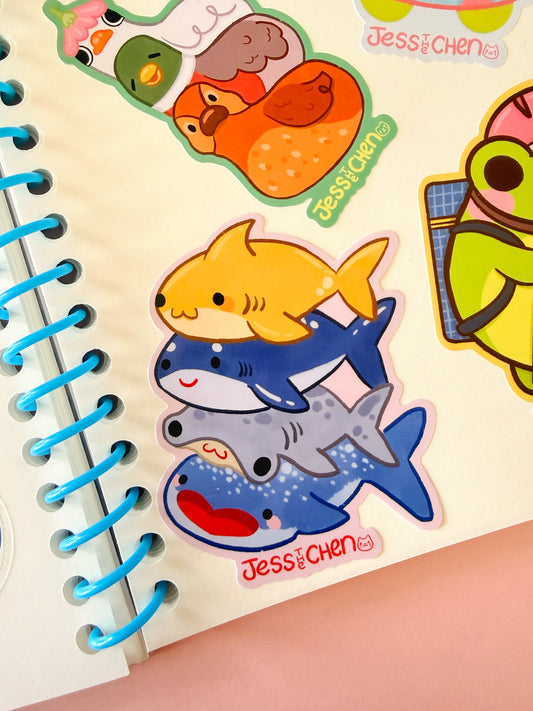 Shark Stack Vinyl Sticker