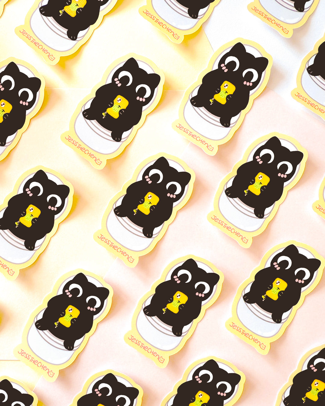 Doomscroll Cat on Toilet Vinyl Sticker