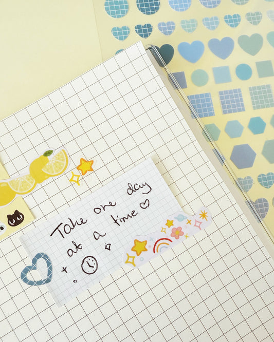 Blue stickers and stationery, Take one day at a time