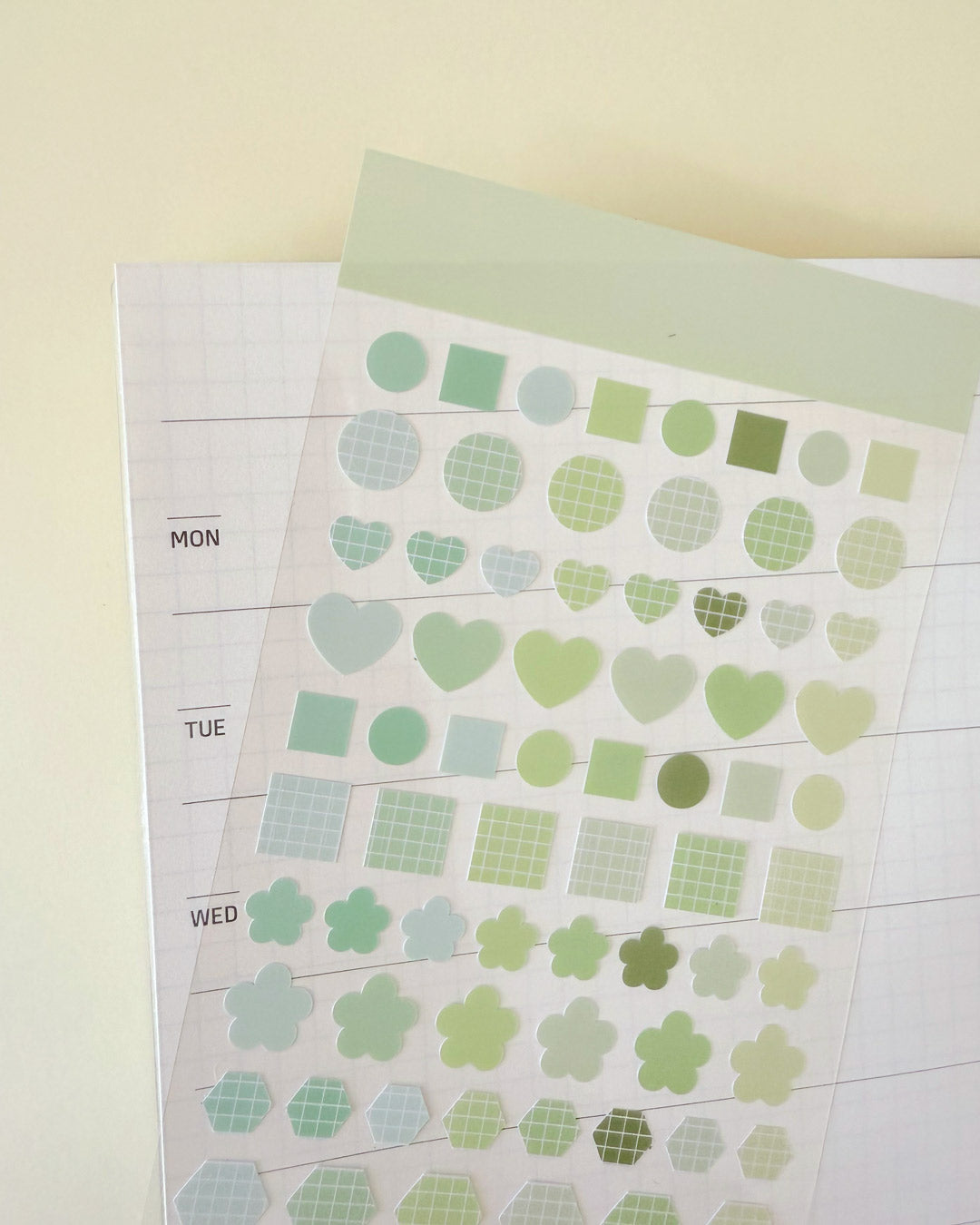 Green basic sticker sheet on planner