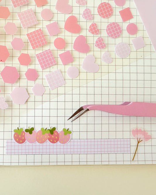 Pink stickers and strawberries, basics collection