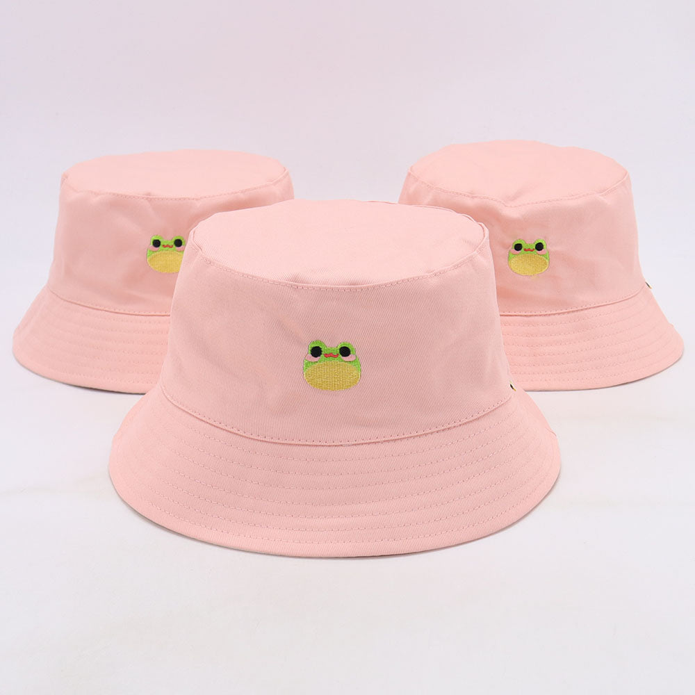 Frog & Strawberry Reversible Bucket Hat | Pink/Cream