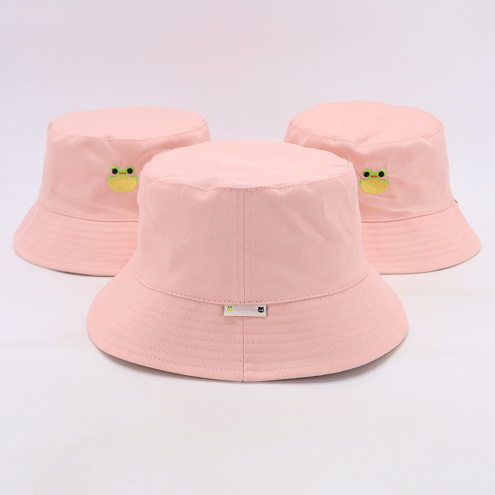 Frog & Strawberry Reversible Bucket Hat | Pink/Cream