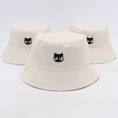 Cat & Mushroom Reversible Bucket Hat | Khaki/Cream