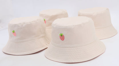 Frog & Strawberry Reversible Bucket Hat | Pink/Cream