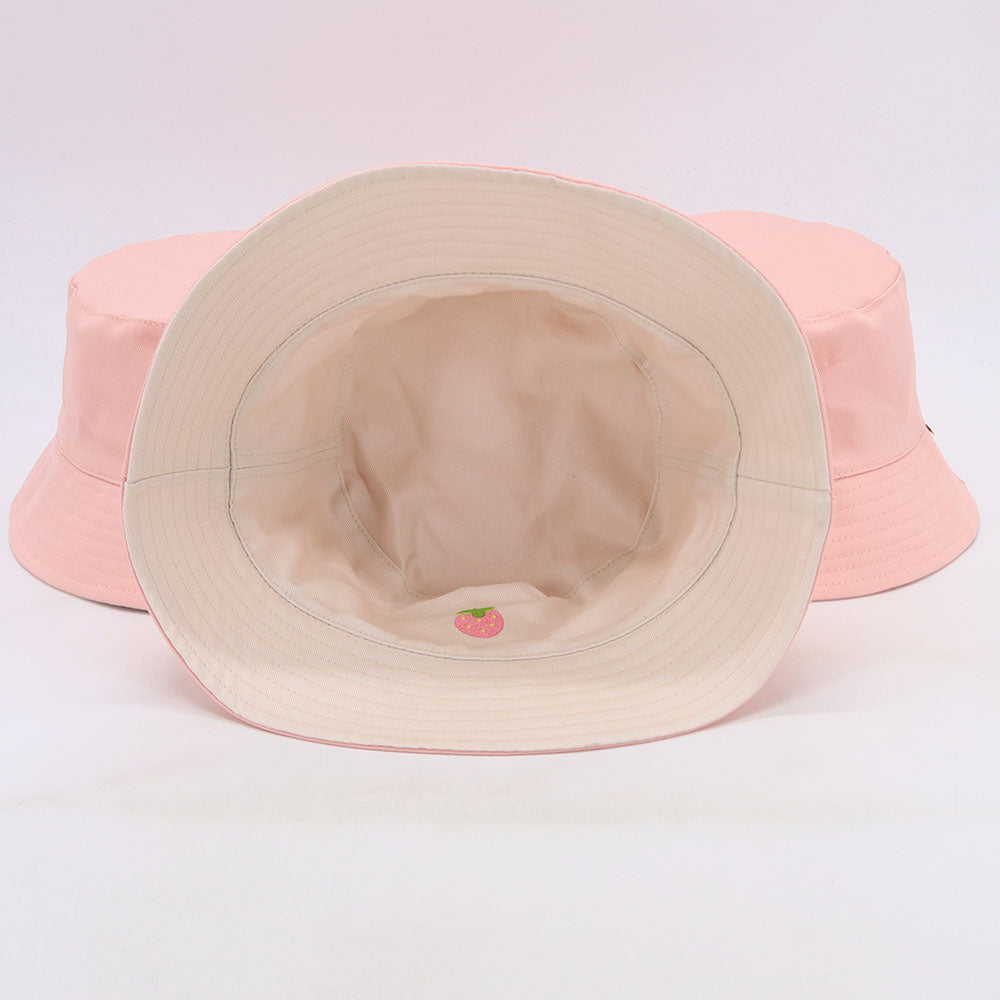 Frog & Strawberry Reversible Bucket Hat | Pink/Cream