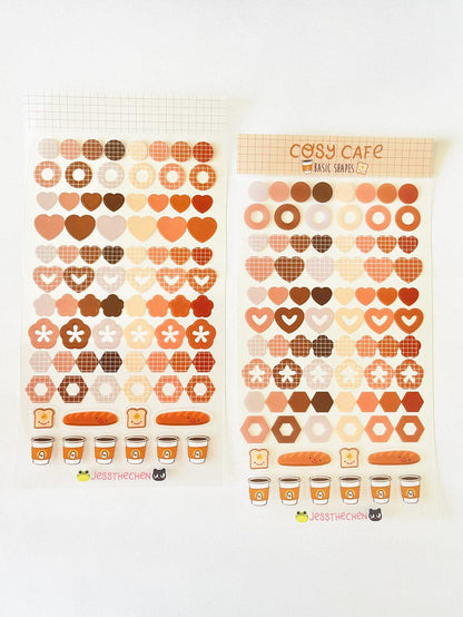 Cosy Cafe Basic Brown Stickers - Jessthechen