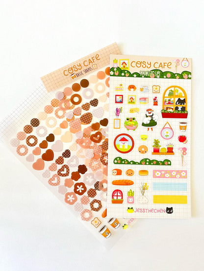 Cosy Cafe Basic Brown Stickers - Jessthechen