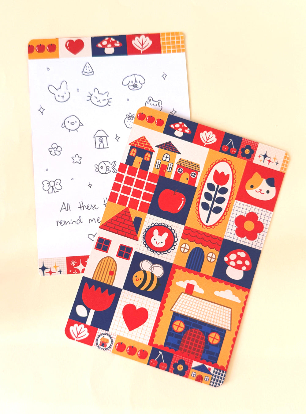 Double-Sided Postcard Print | Tulip Patchwork