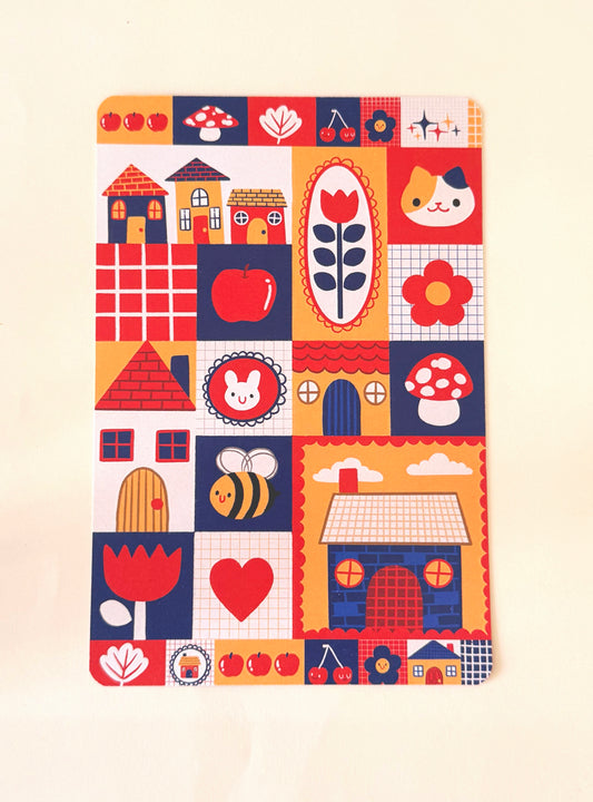 Double-Sided Postcard Print | Tulip Patchwork