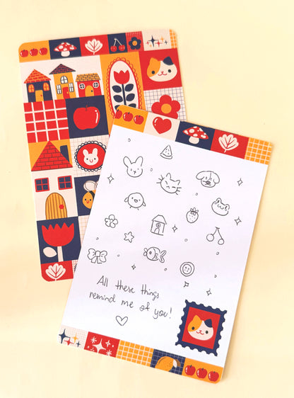 Double-Sided Postcard Print | Tulip Patchwork