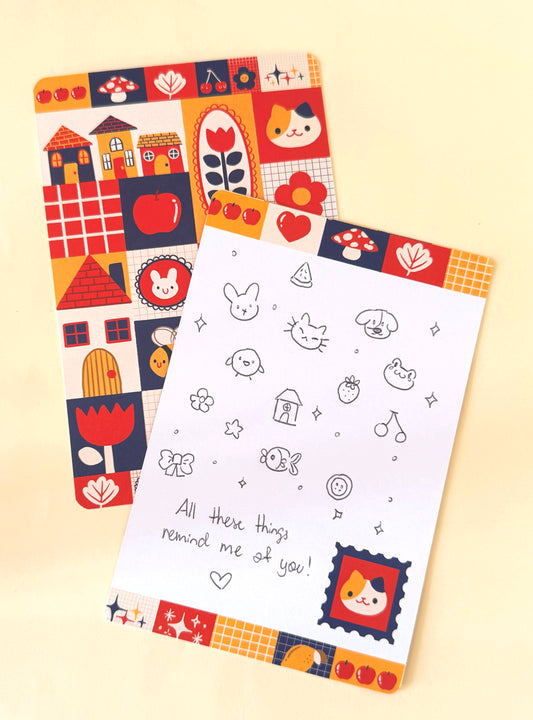 Double-Sided Postcard Print | Tulip Patchwork