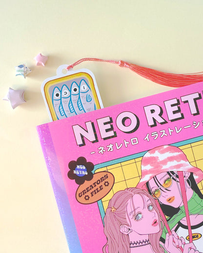 Sardine Tin Can Pun Bookmark | Double-Sided with Tassel