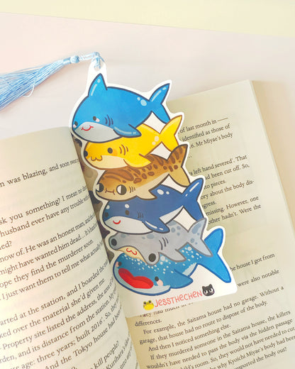 Shark Stack Bookmark | Double-Sided with Tassel