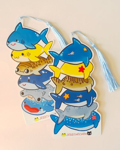 Shark Stack Bookmark | Double-Sided with Tassel