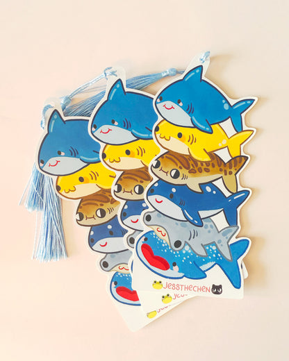 Shark Stack Bookmark | Double-Sided with Tassel
