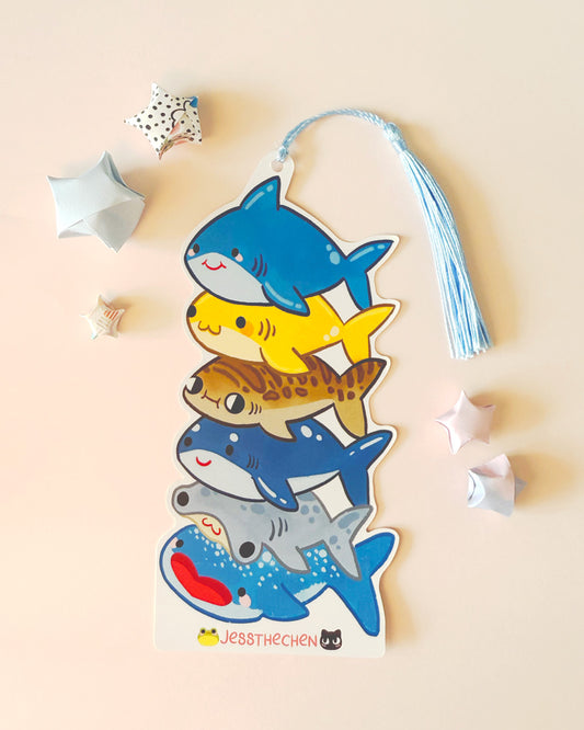 Shark Stack Bookmark | Double-Sided with Tassel