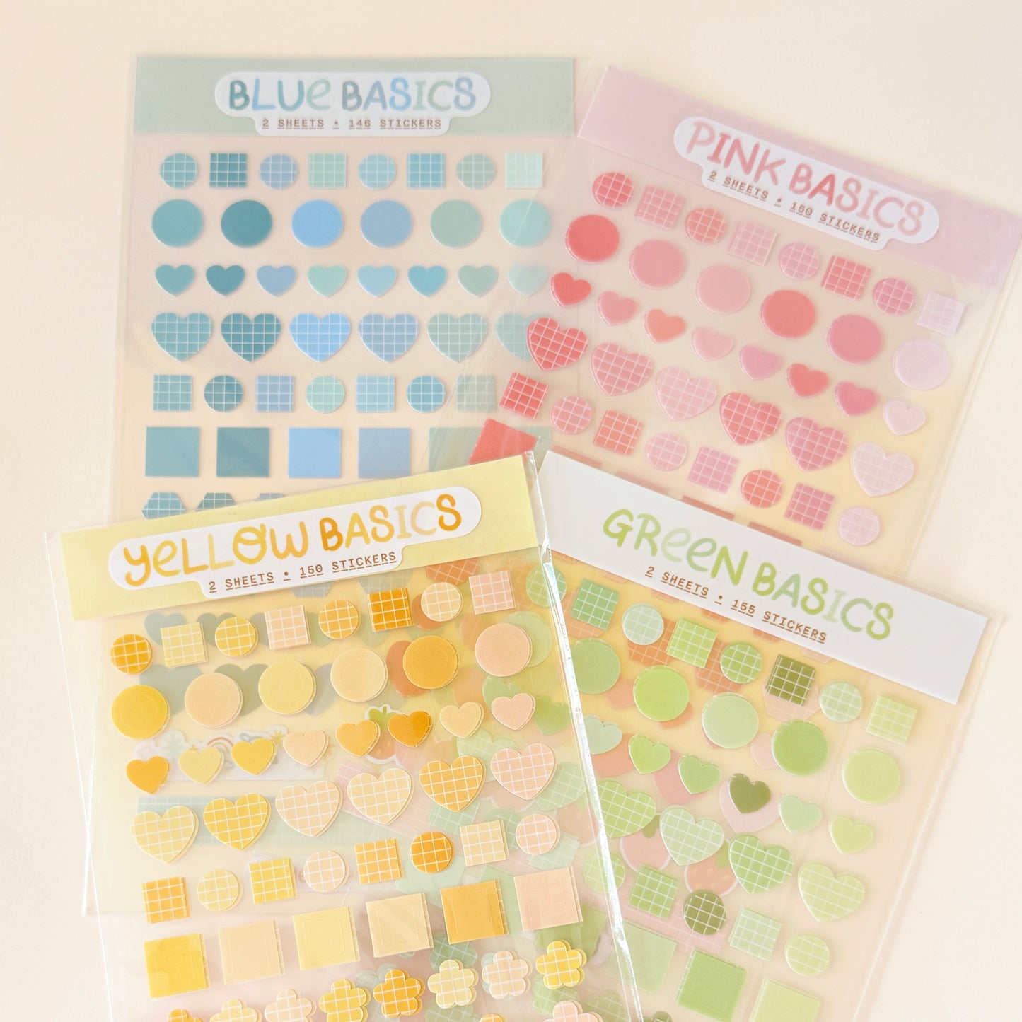 Basics Sticker Bundle | 5 Colour Packs (10 Sheets Total)