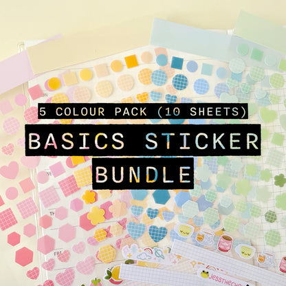Basics Sticker Bundle | 5 Colour Packs (10 Sheets Total)