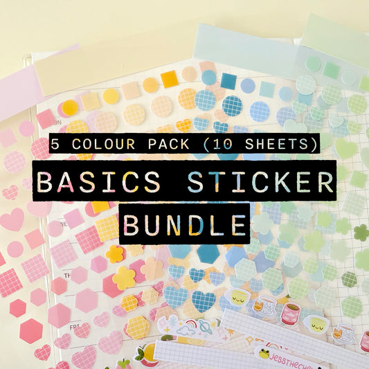 Basics Sticker Bundle | 5 Colour Packs (10 Sheets Total)