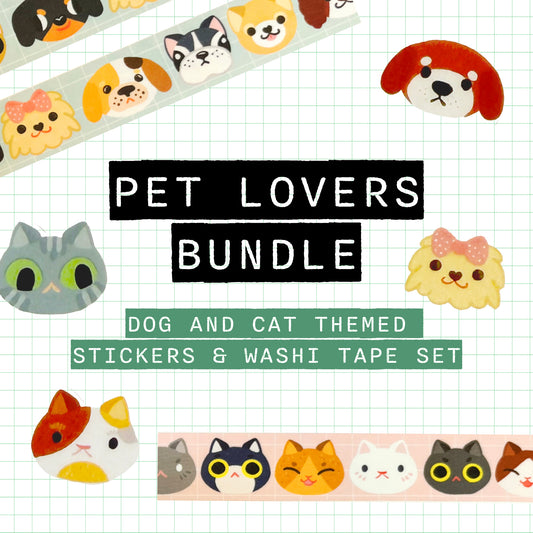 Pet Lovers Bundle | Cats & Dogs Stickers + Washi Tape Set