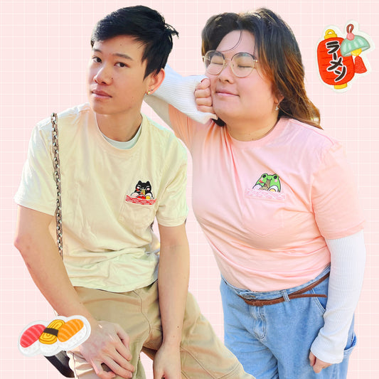Ramen Duo Deal | Frog & Cat Embroidered Pocket Tee Bundle