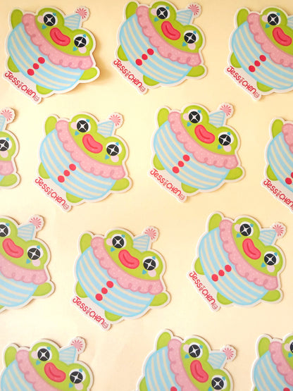Clown Frog in Hat Vinyl Sticker